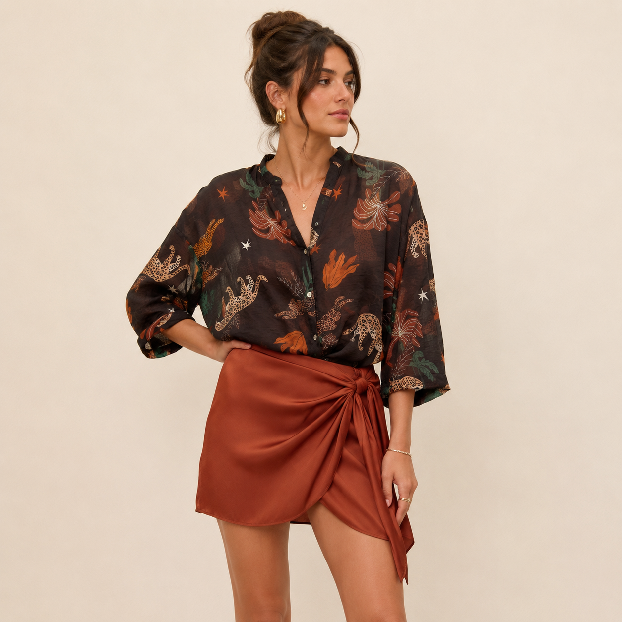 Camicia a fantasia con ghepardi
