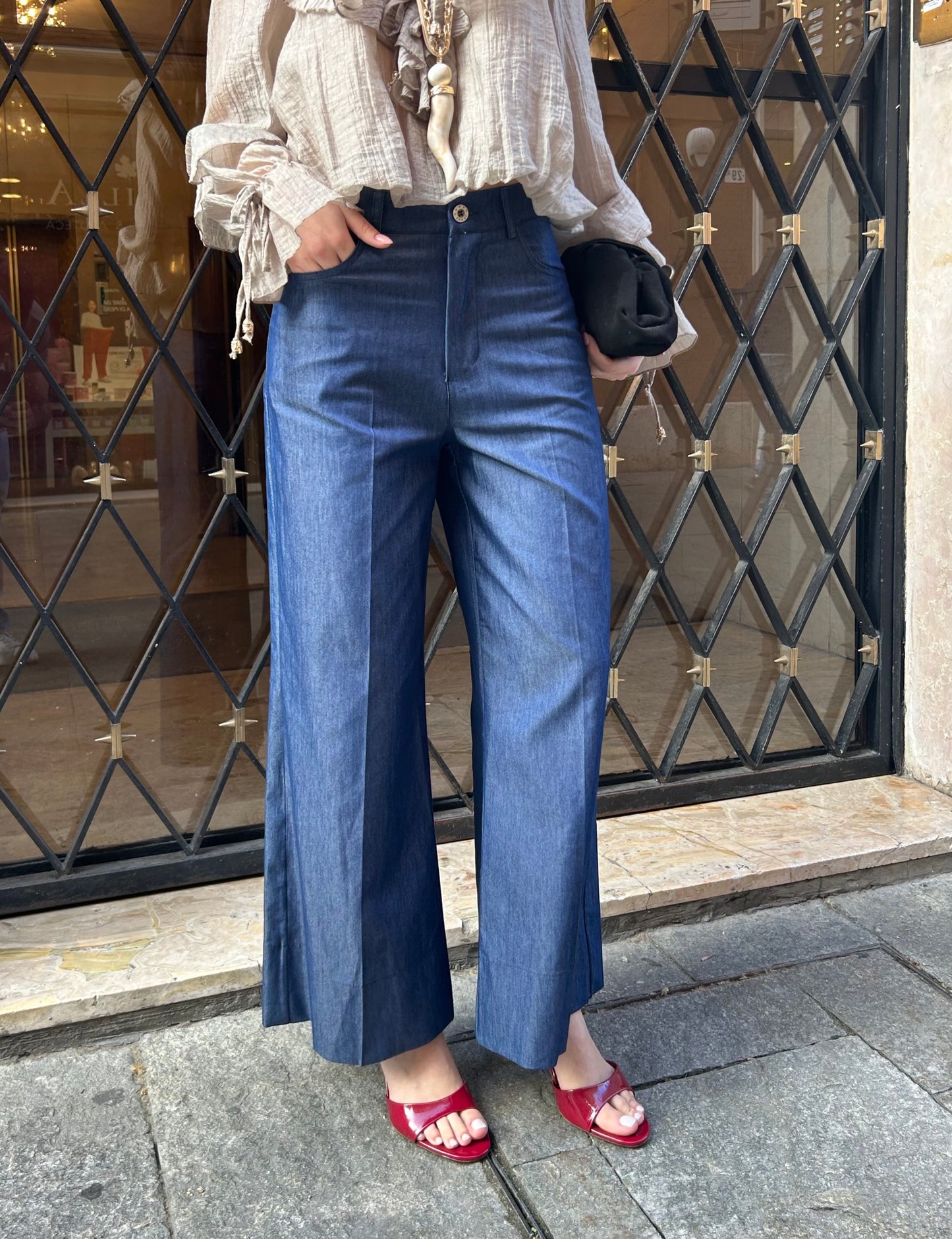Pantalone palazzo denim