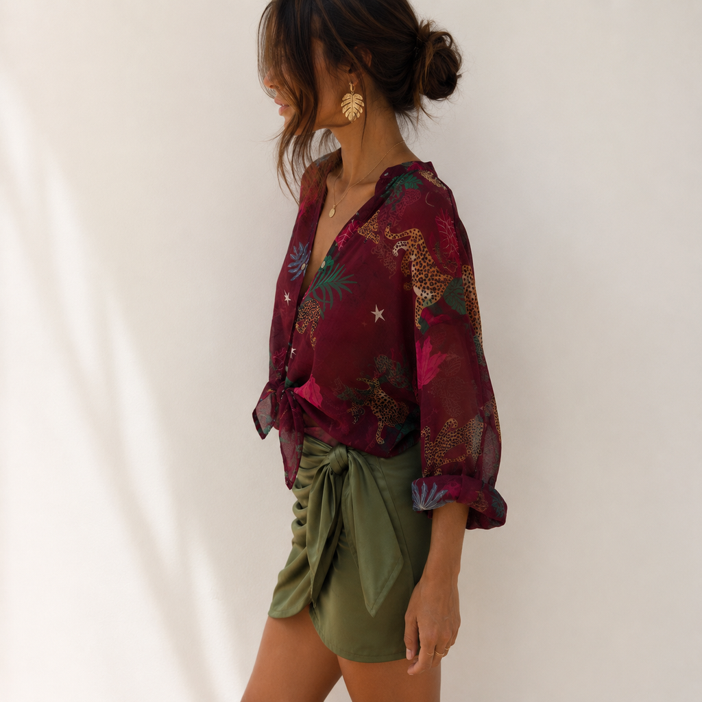 Camicia a fantasia con ghepardi