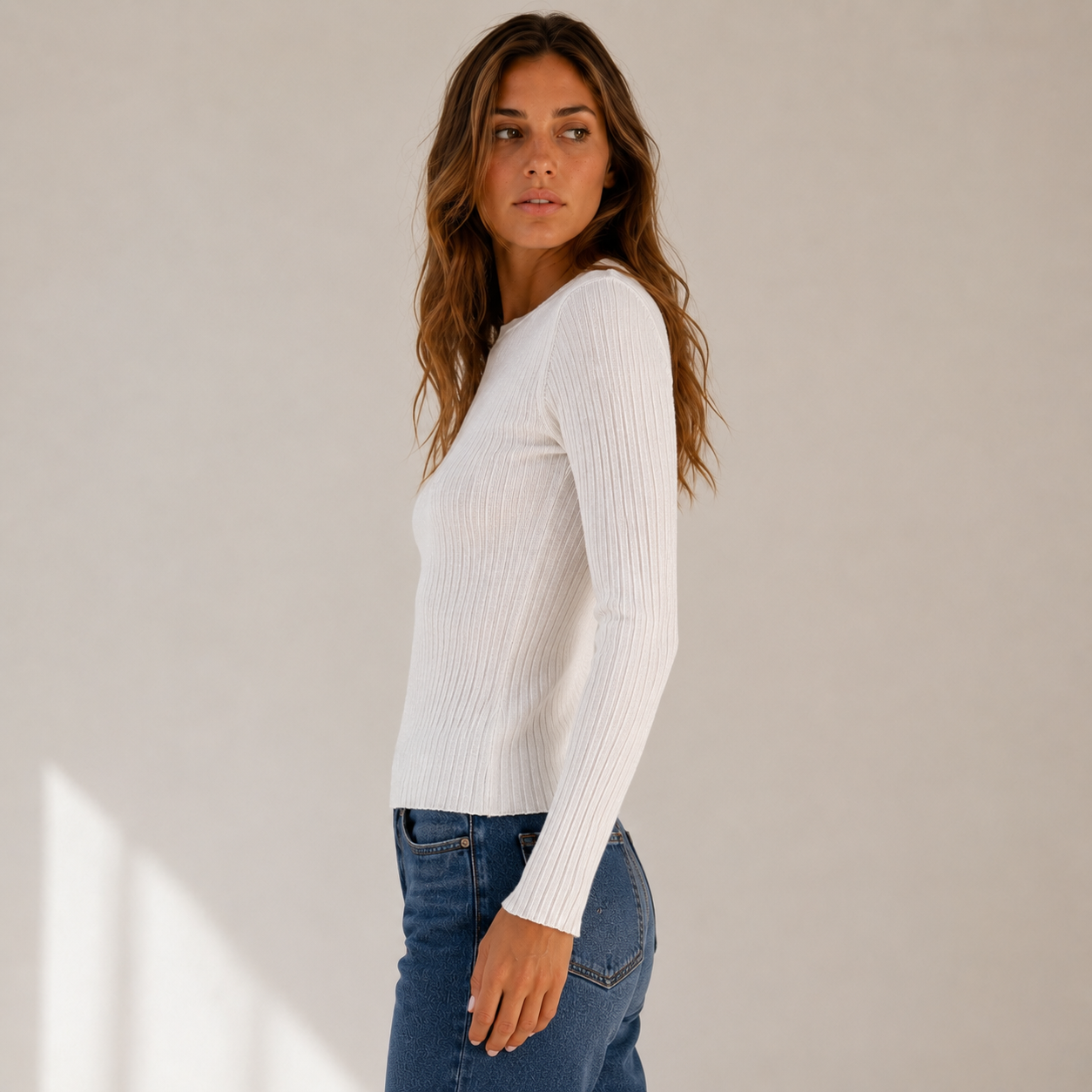 Maglia a costine con lurex