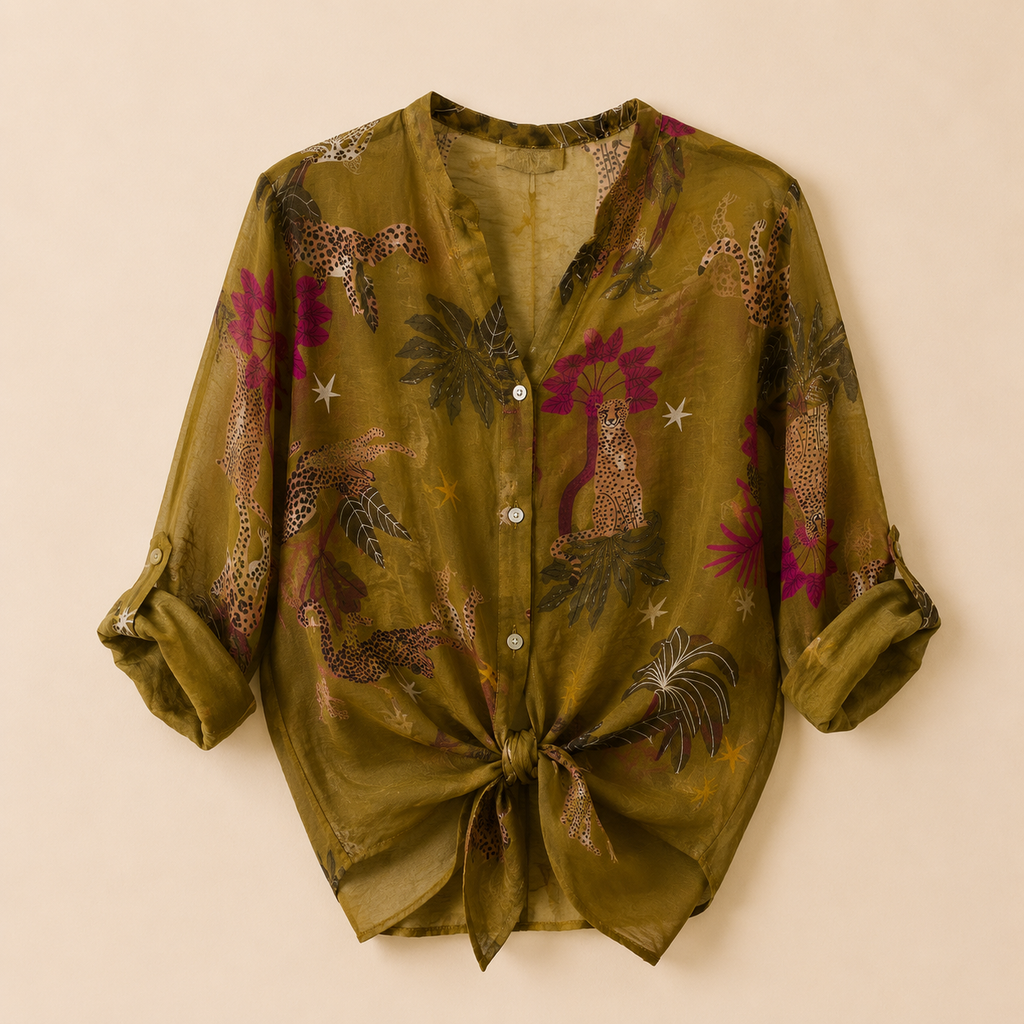 Camicia a fantasia con ghepardi