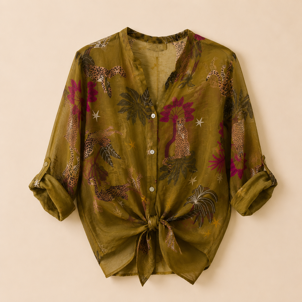 Camicia a fantasia con ghepardi