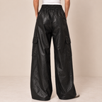 Pantalone cargo eco-pelle