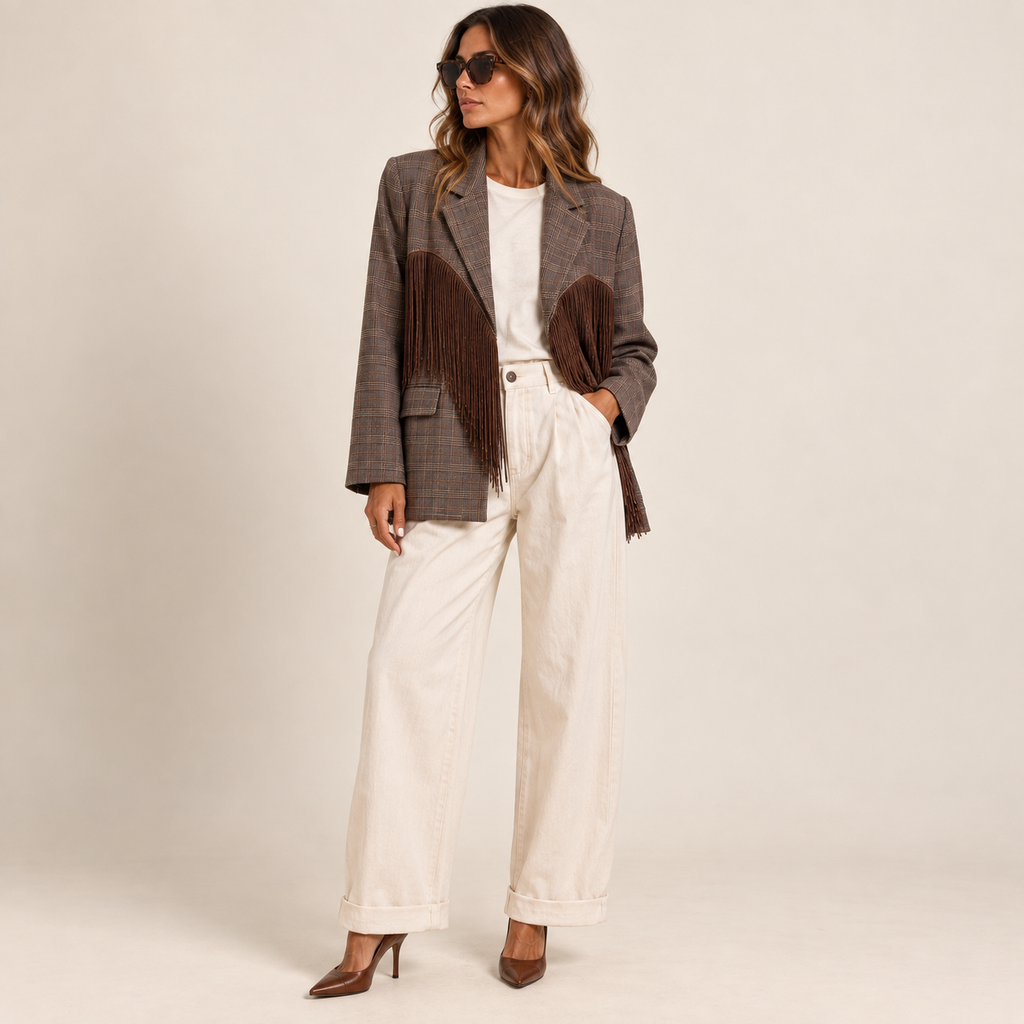 Blazer cuore frange