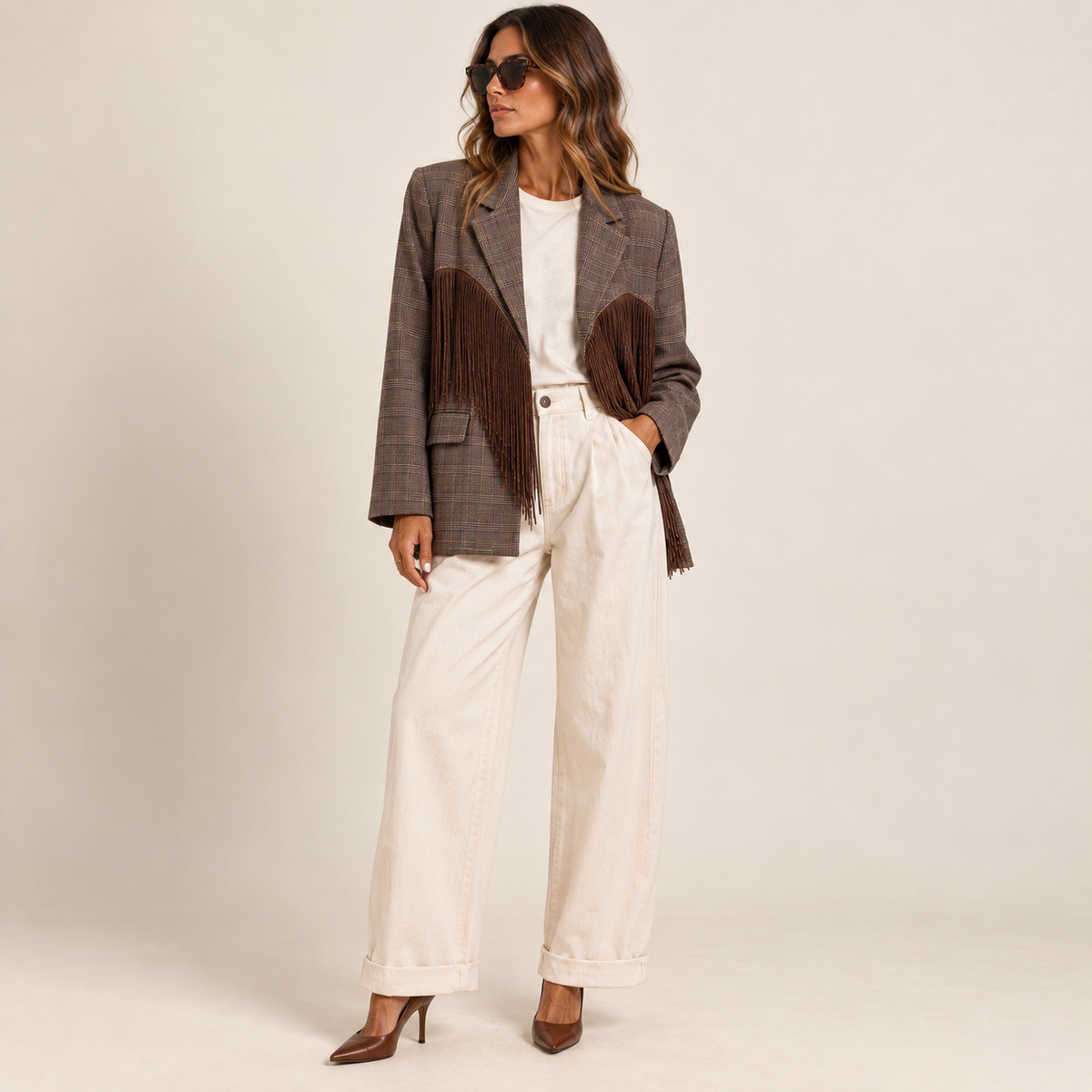 Blazer cuore frange