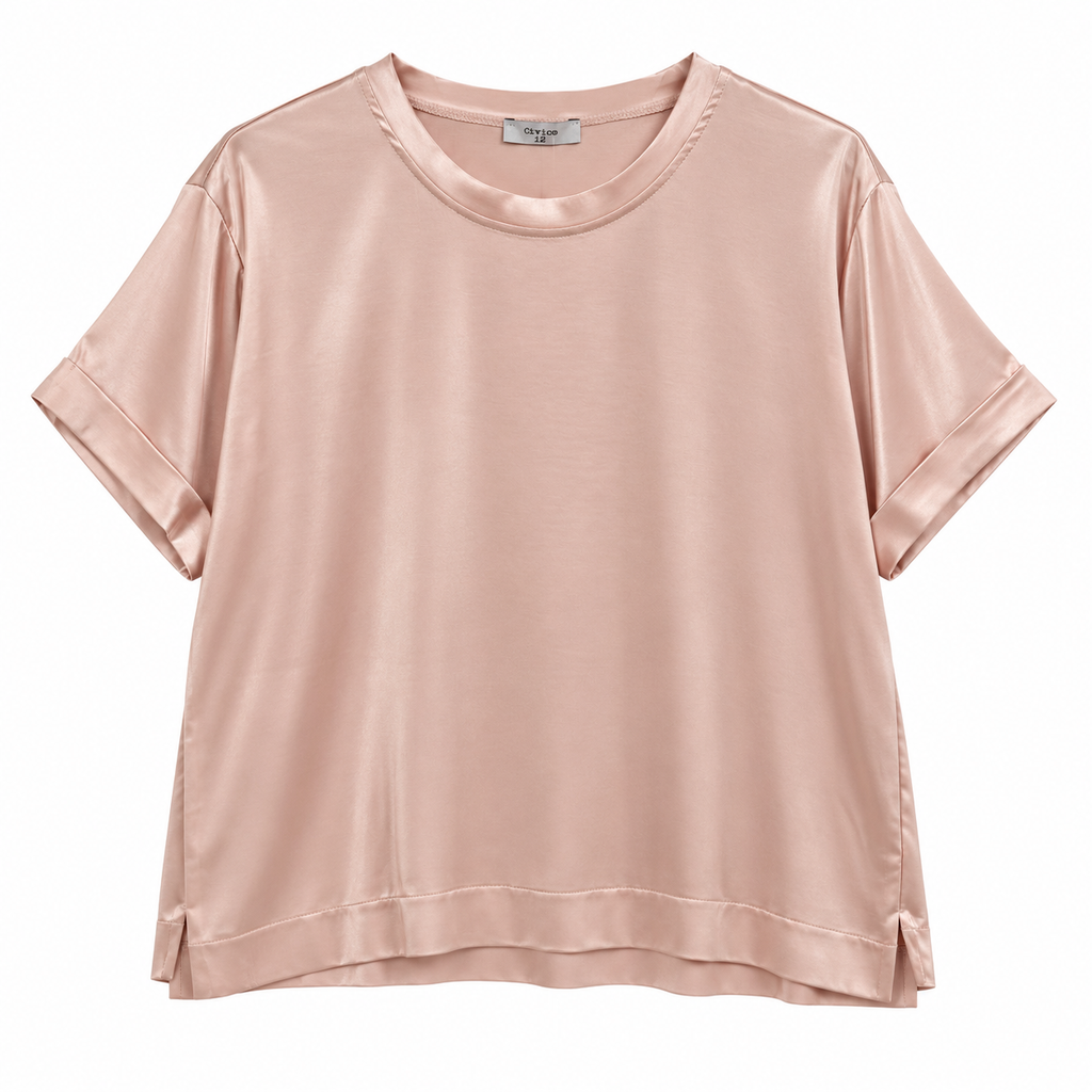 T-shirt girocollo in raso