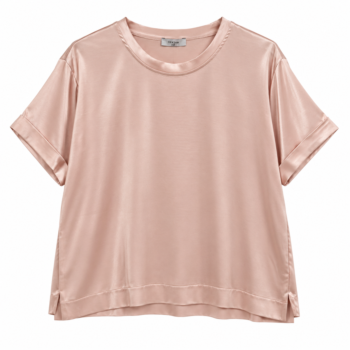 T-shirt girocollo in raso