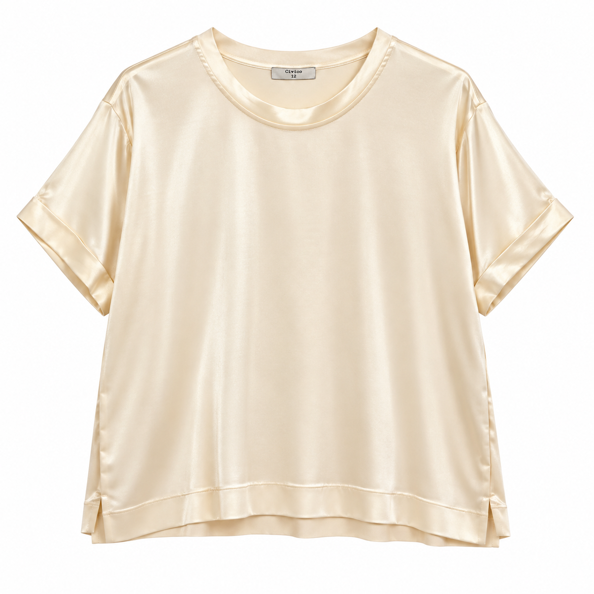T-shirt girocollo in raso