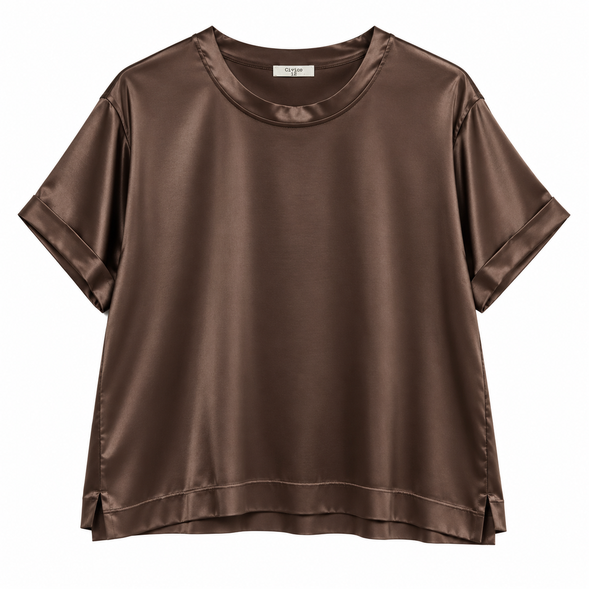 T-shirt girocollo in raso