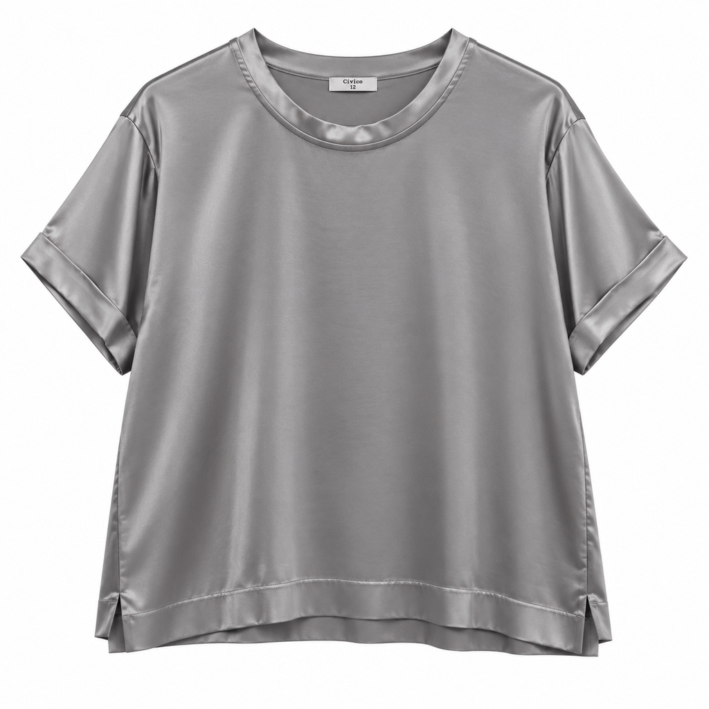 T-shirt girocollo in raso