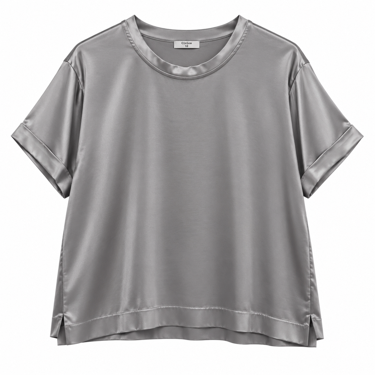 T-shirt girocollo in raso